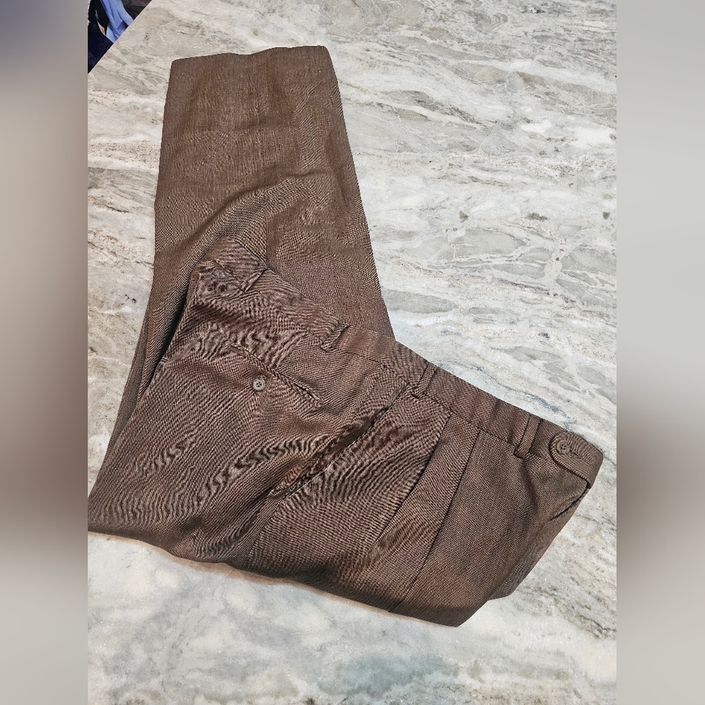 Jack Victor Collection Men’s 40R Brown Pleated Dress Pants Italian Wool Blend